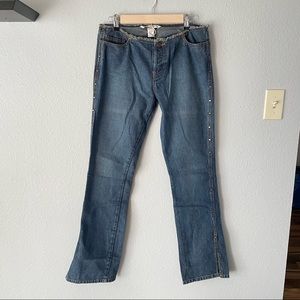 Vtg Abercrombie & Fitch A&F Low Rise Distressed Hem Studded Flare Jeans 4